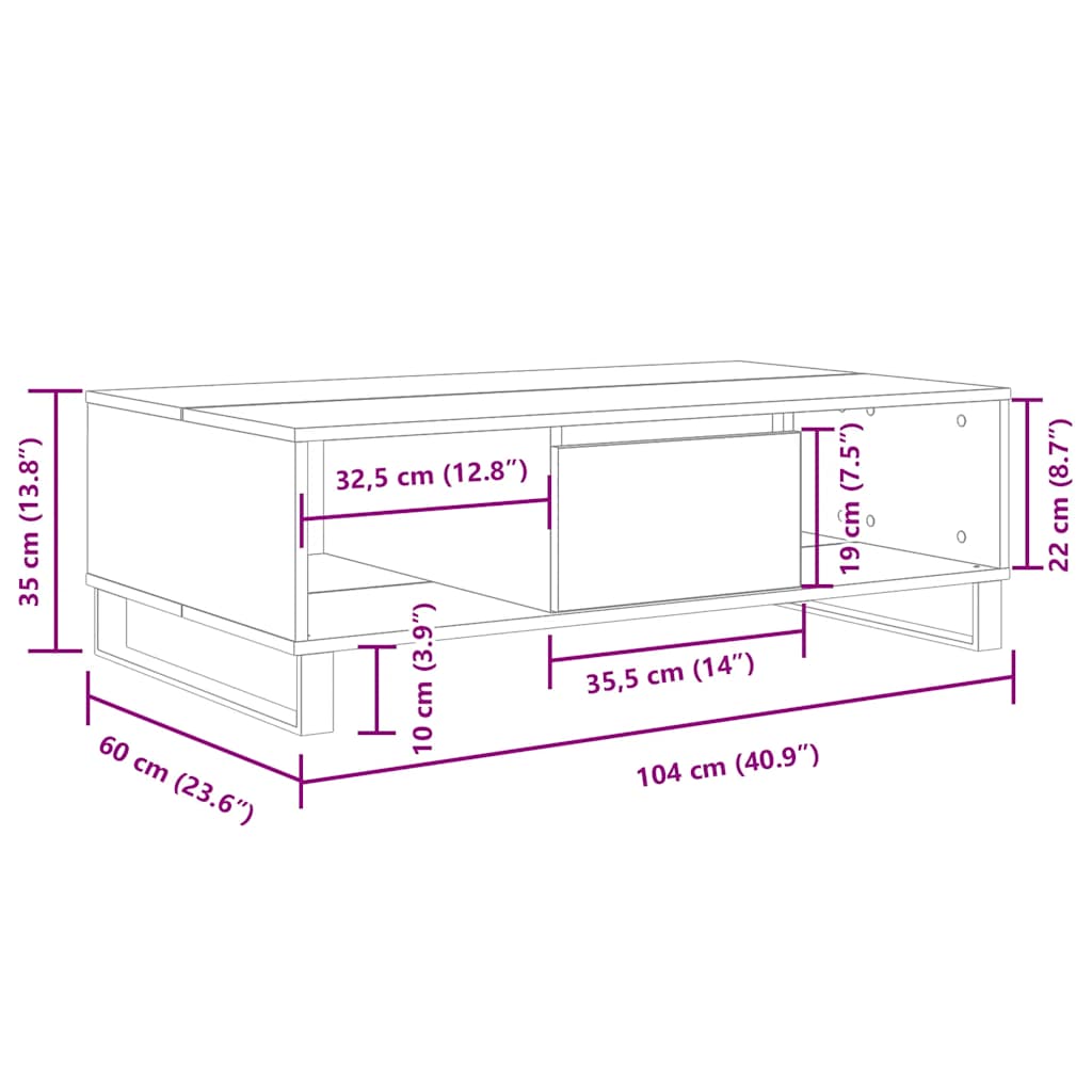 Coffee Table 104X60X35 Cm Engineered Wood