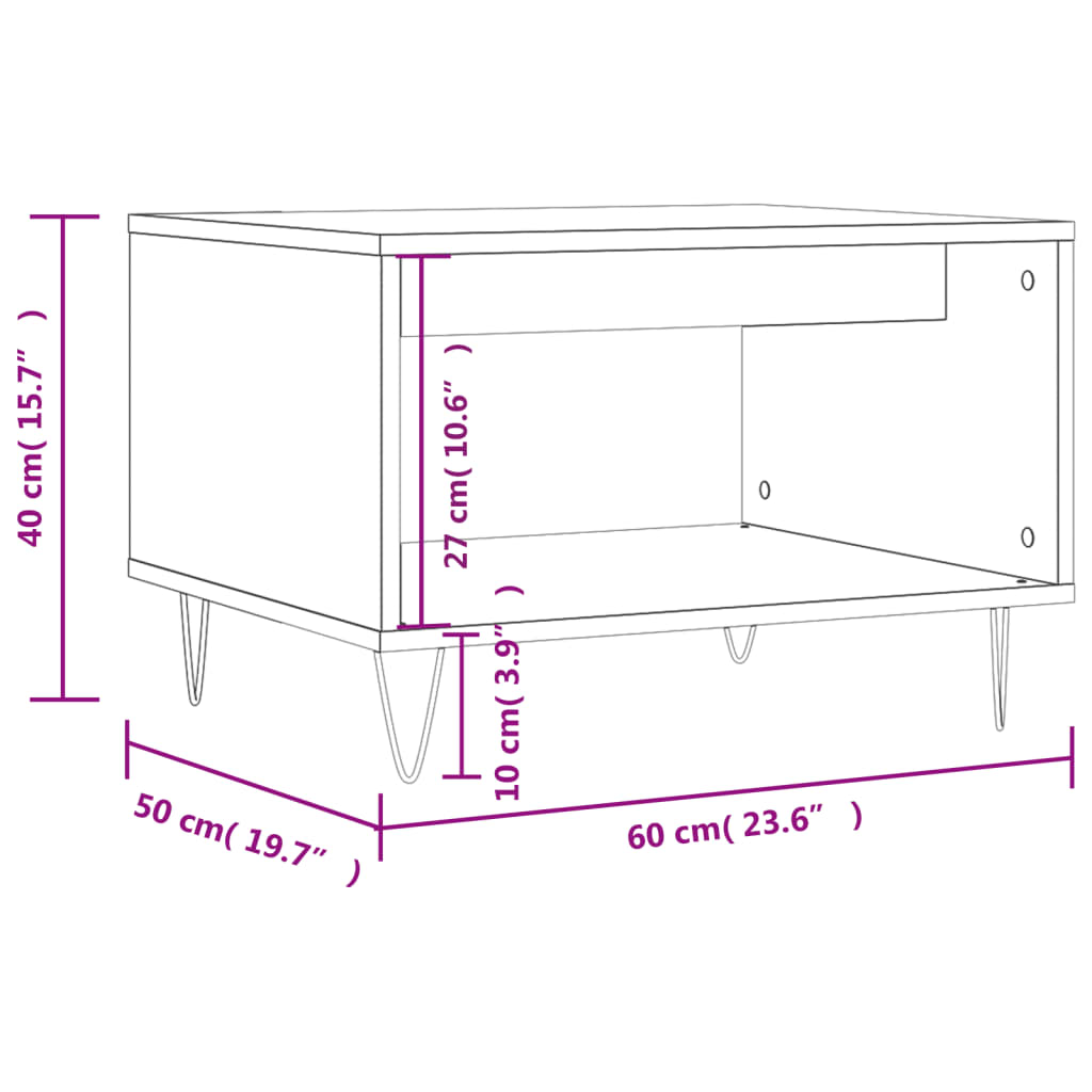 Coffee Table 60X50X40 Cm Engineered Wood Sonoma Oak Smoked Living Room Table
