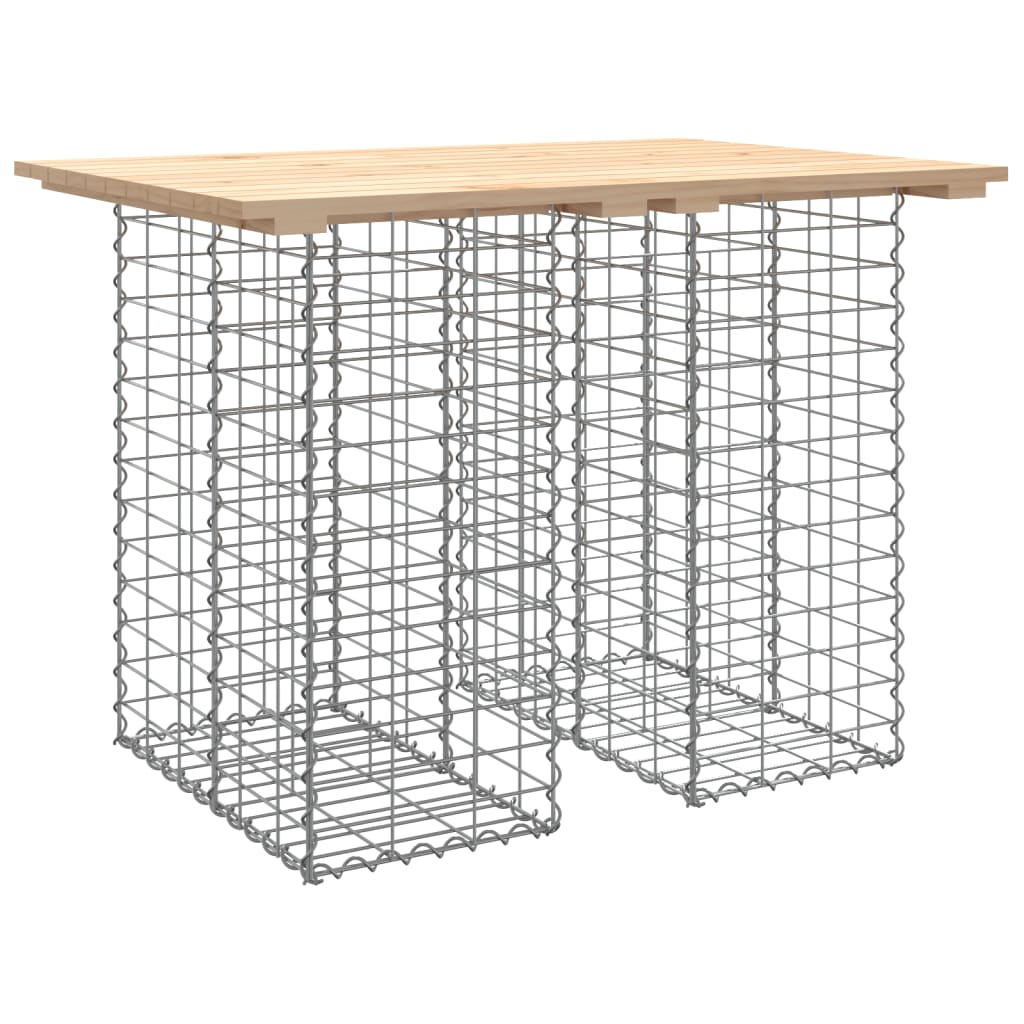 Outdoor Table Garden Gabion Impregnated Wood Pine Dark Brown Natural Pine Brown