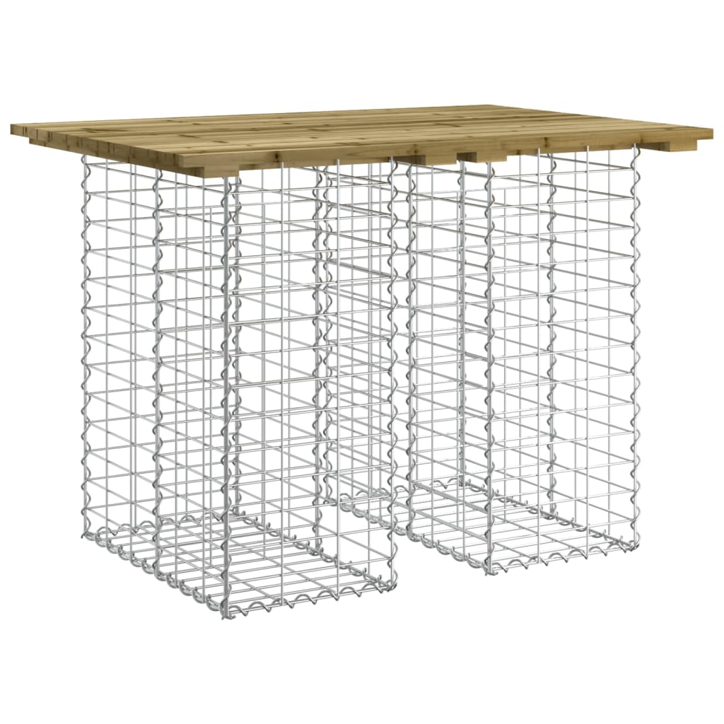 Outdoor Table Garden Gabion Impregnated Wood Pine Dark Brown Natural Pine Brown