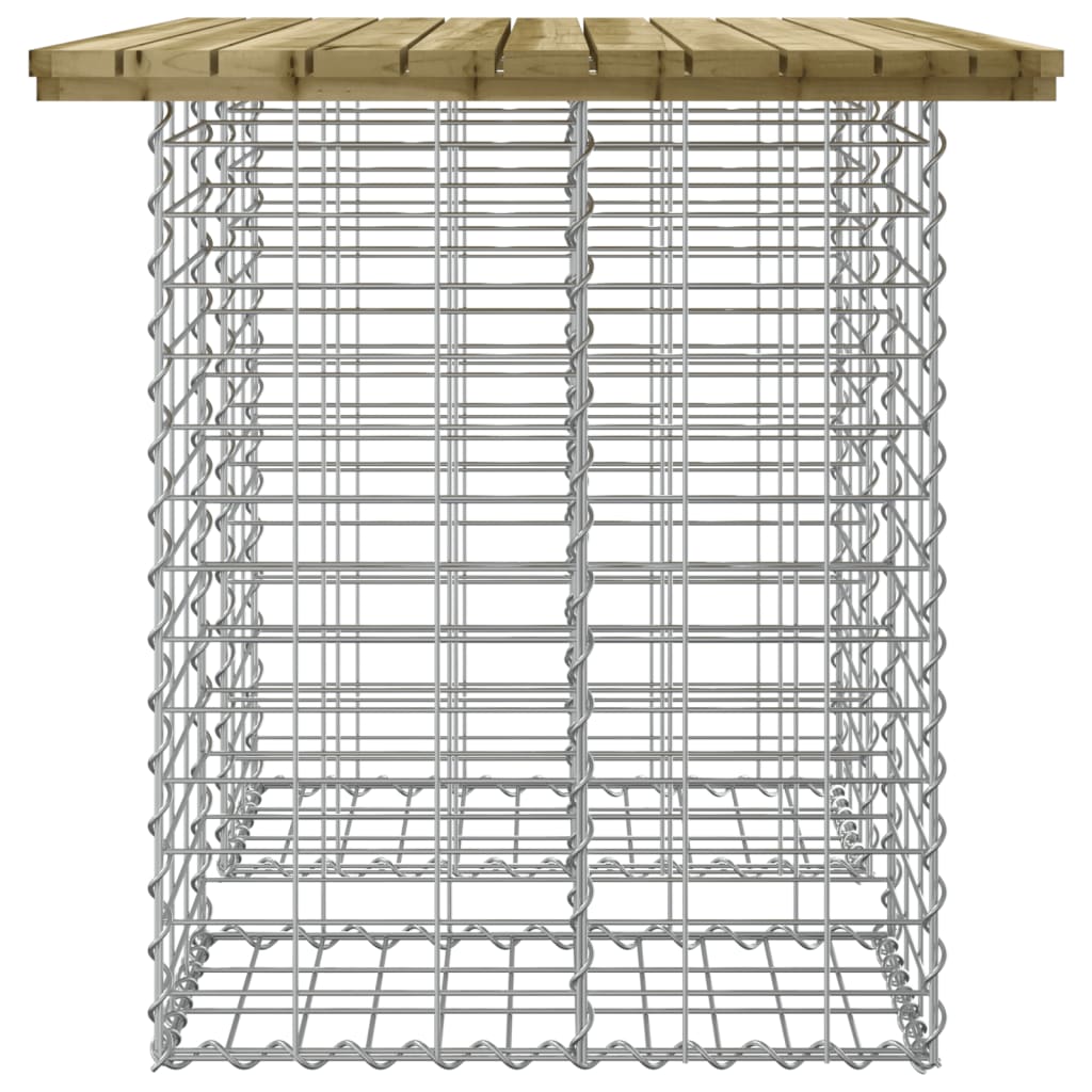 Outdoor Table Garden Gabion Impregnated Wood Pine Dark Brown Natural Pine Brown