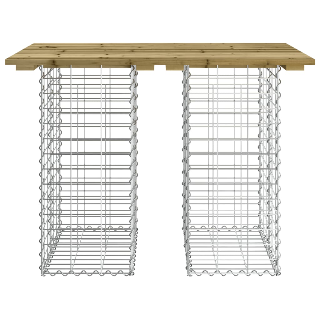 Outdoor Table Garden Gabion Impregnated Wood Pine Dark Brown Natural Pine Brown