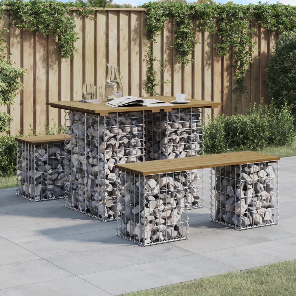 Garden Table Gabion Design Impregnated Wood Pine
