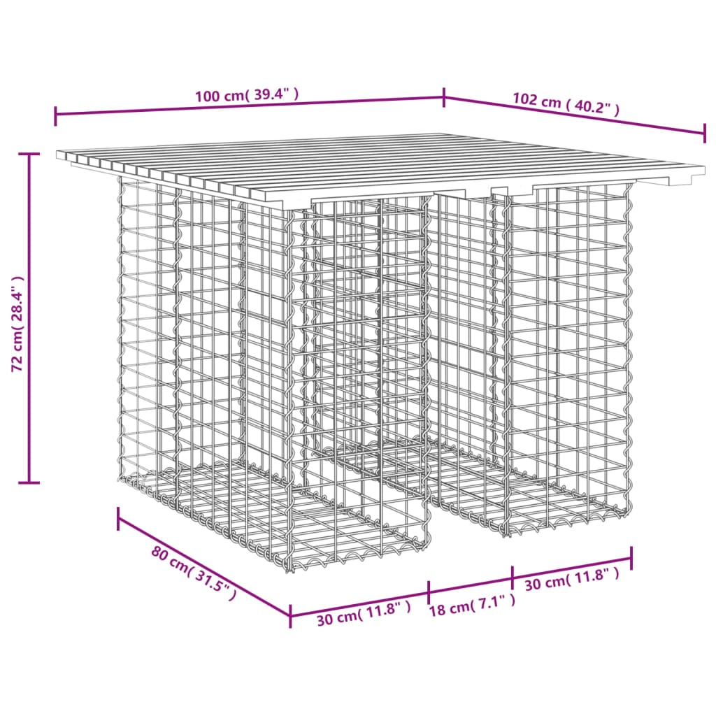 Garden Table Gabion Design Impregnated Wood Pine