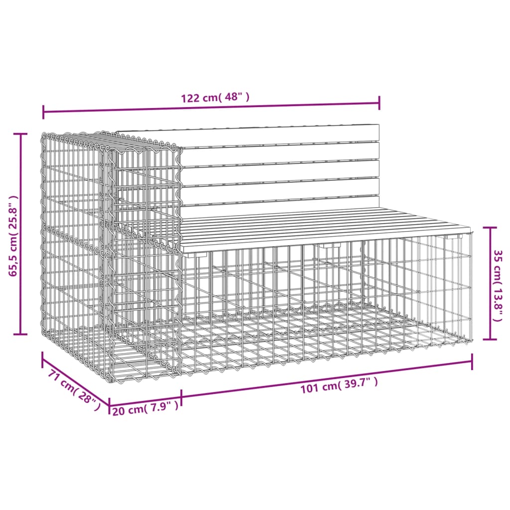 Garden Bench Gabion Design Impregnated Wood Pine