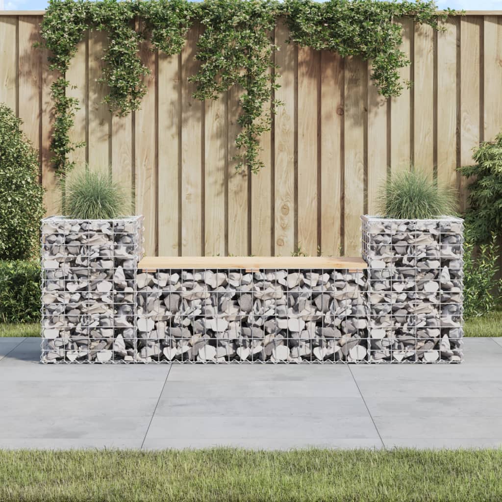 Garden Bench Gabion Design 183X41X60.5 Cm Impregnated Wood Pine
