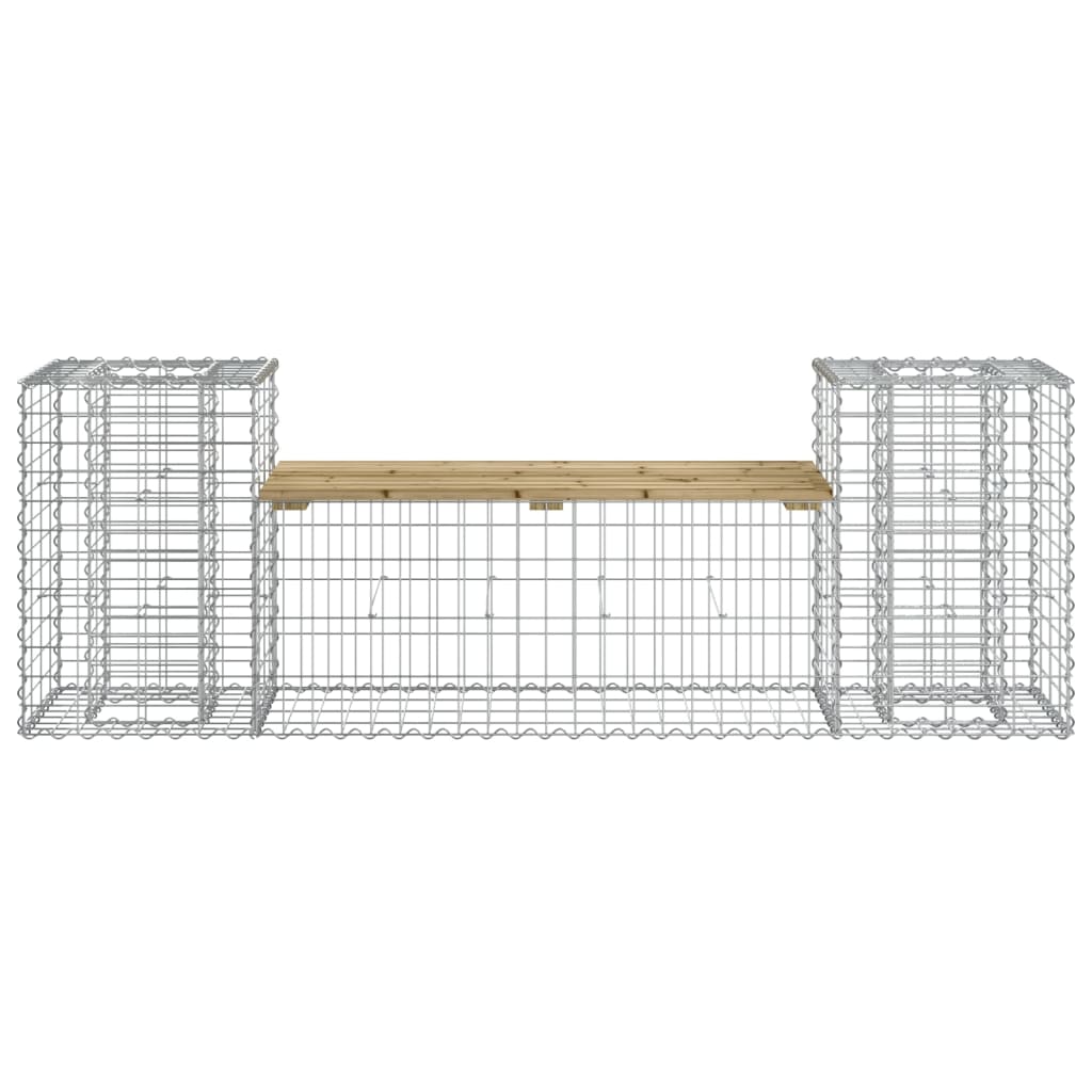 Garden Bench Gabion Design 183X41X60.5 Cm Impregnated Wood Pine