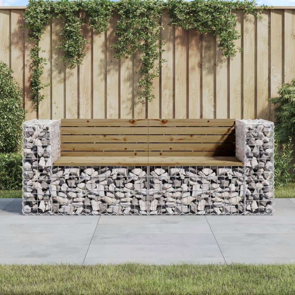 Garden Bench Gabion Design 184X71X65.5 Cm Solid Wood Pine