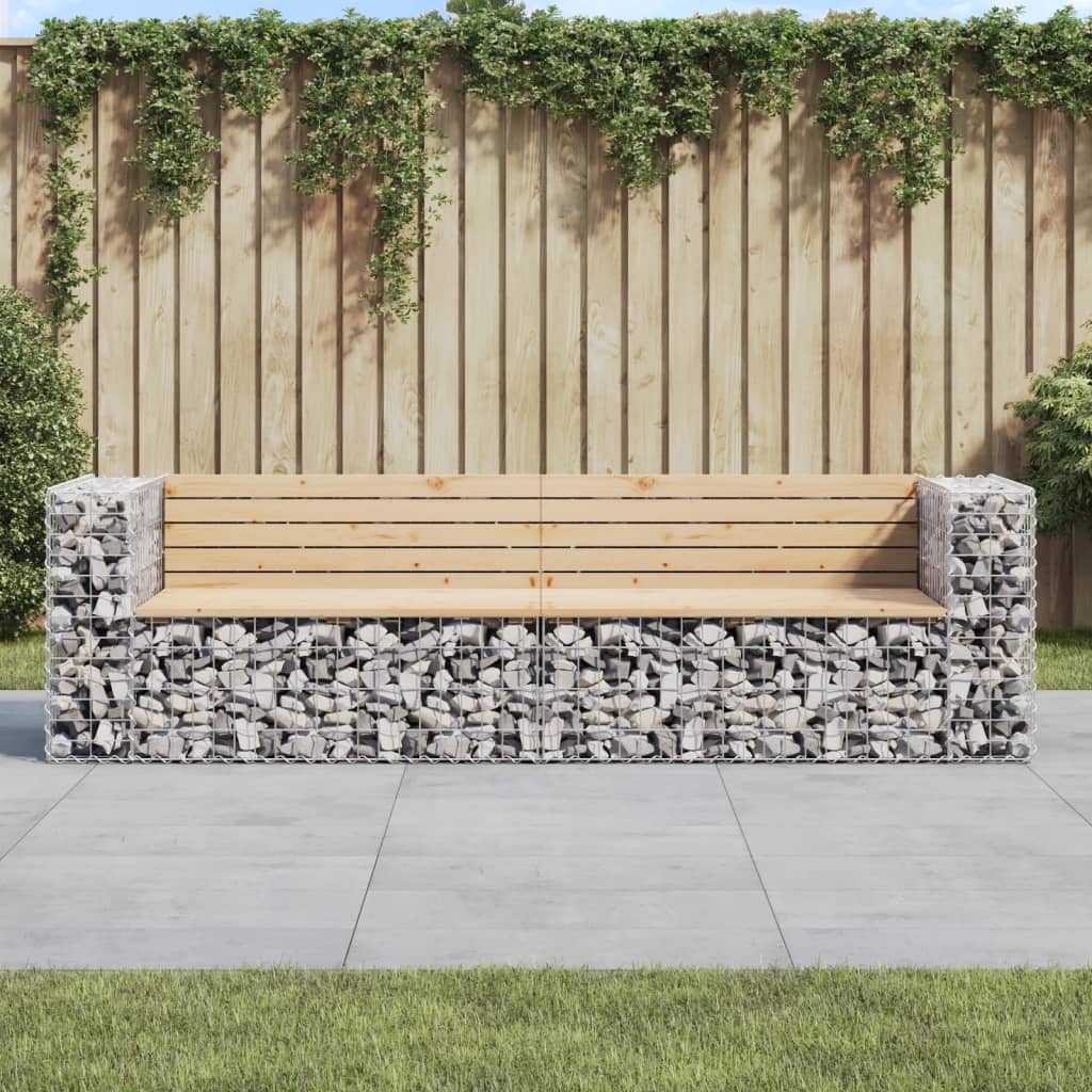 Garden Bench Gabion Design 244X71X65.5 Cm Impregnated Wood Pine