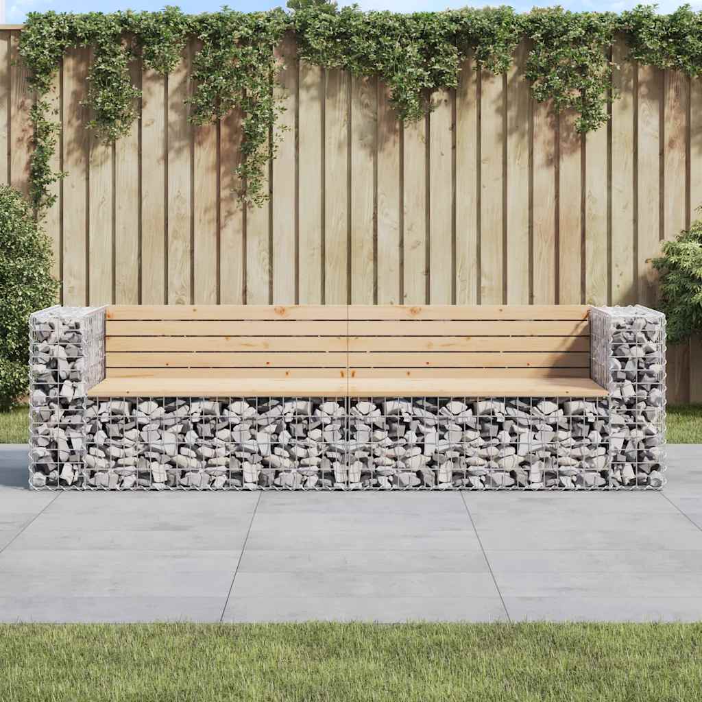 Outdoor Bench 244cm Gabion Garden Impregnated Pine Wood Patio Seat Heavy Duty na