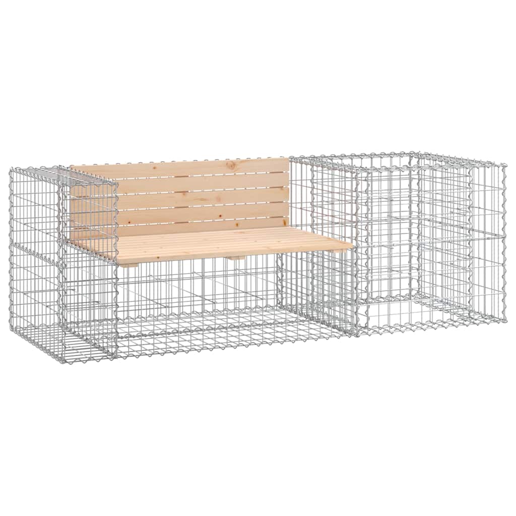 Garden Bench With Gabion Basket Solid Wood Pine