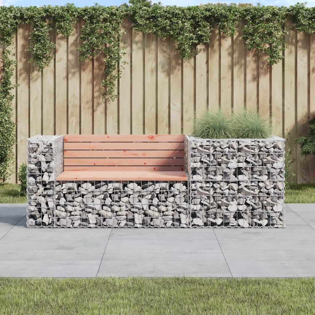 Garden Bench With Gabion Basket Solid Wood Pine