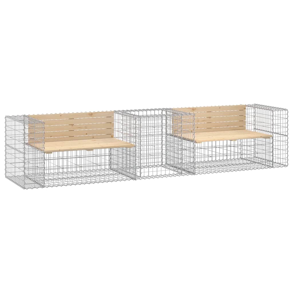 Garden Bench With Gabion Basket Impregnated Wood Pine - Model 3196245
