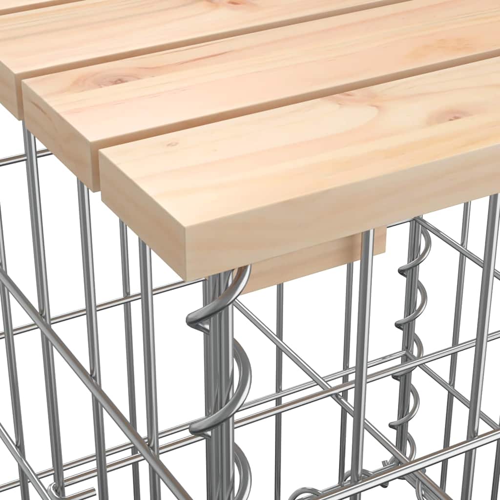 Garden Bench With Gabion Basket Impregnated Wood Pine - Model 3196245