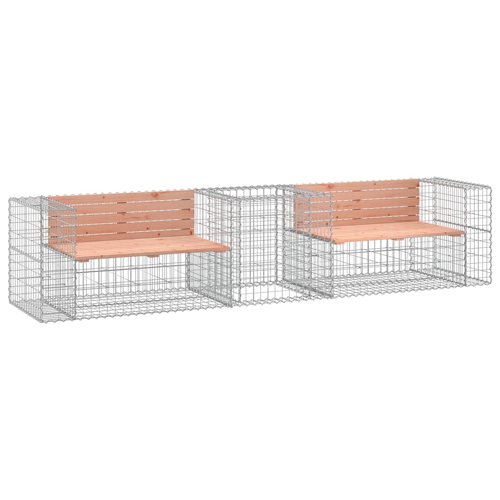 Garden Bench With Gabion Basket Impregnated Wood Pine - Model 3196245