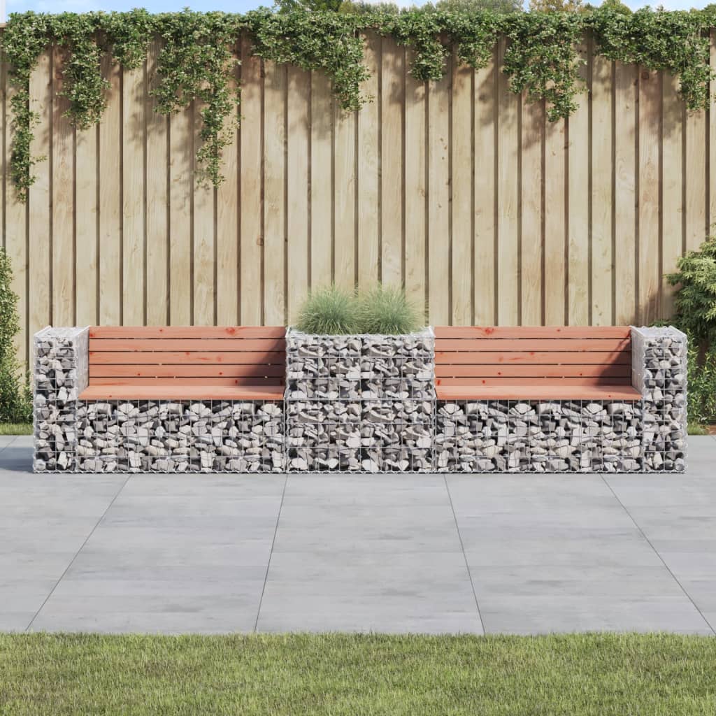 Garden Bench With Gabion Basket Impregnated Wood Pine
