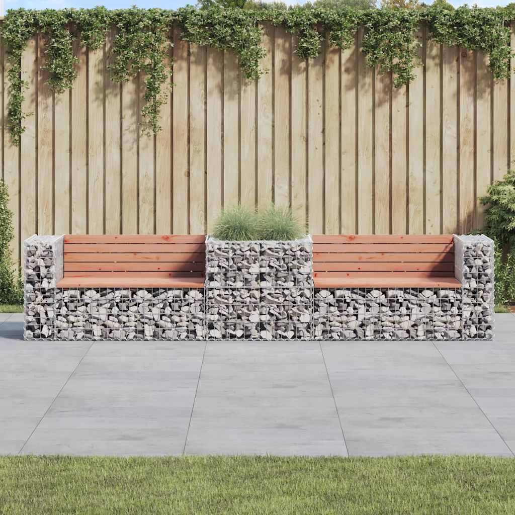 Garden Bench With Gabion Basket Impregnated Wood Pine - Model 3196245