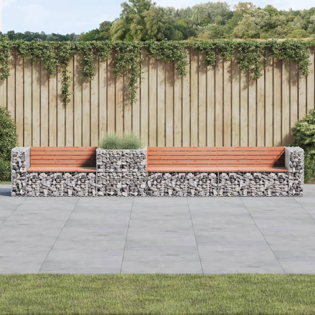 Garden Bench With Gabion Basket Solid Wood Pine