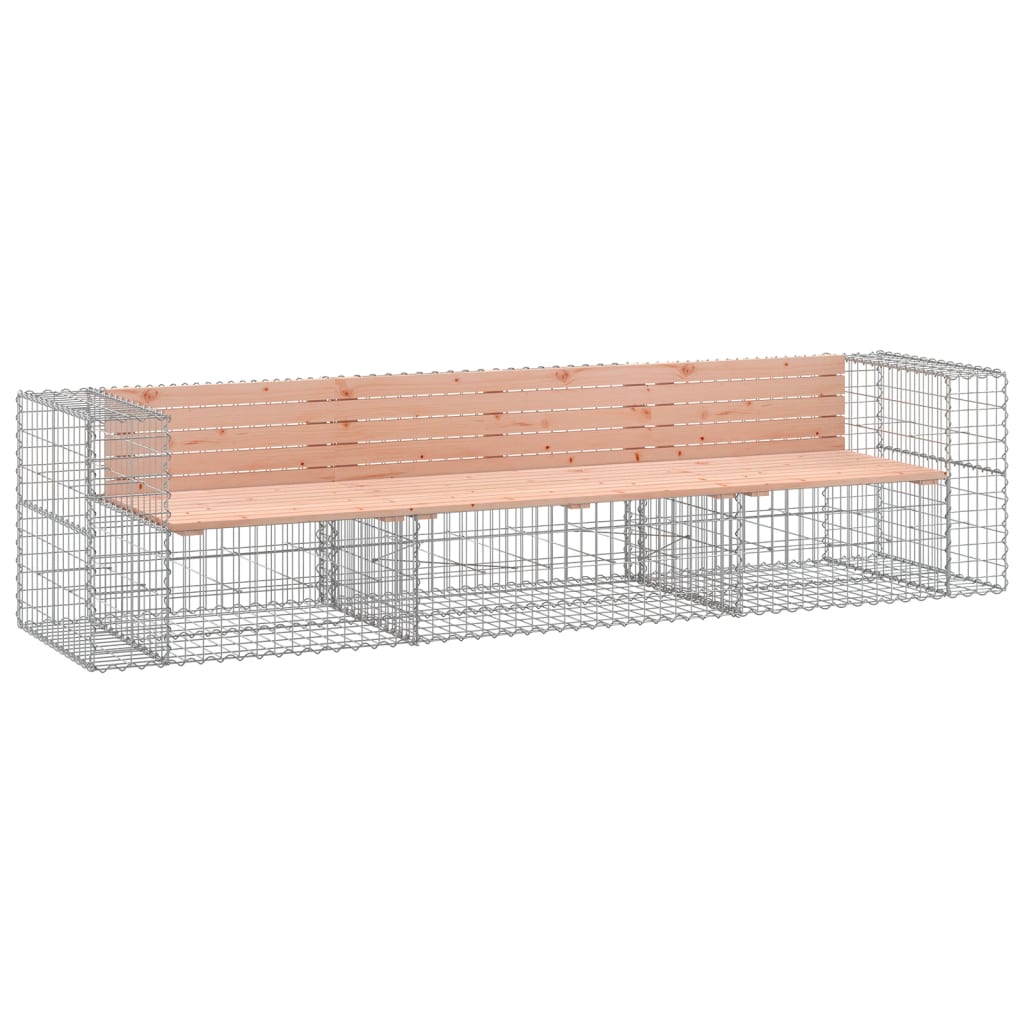 Garden Bench Gabion Design 287X71X65.5 Cm Solid Wood Douglas