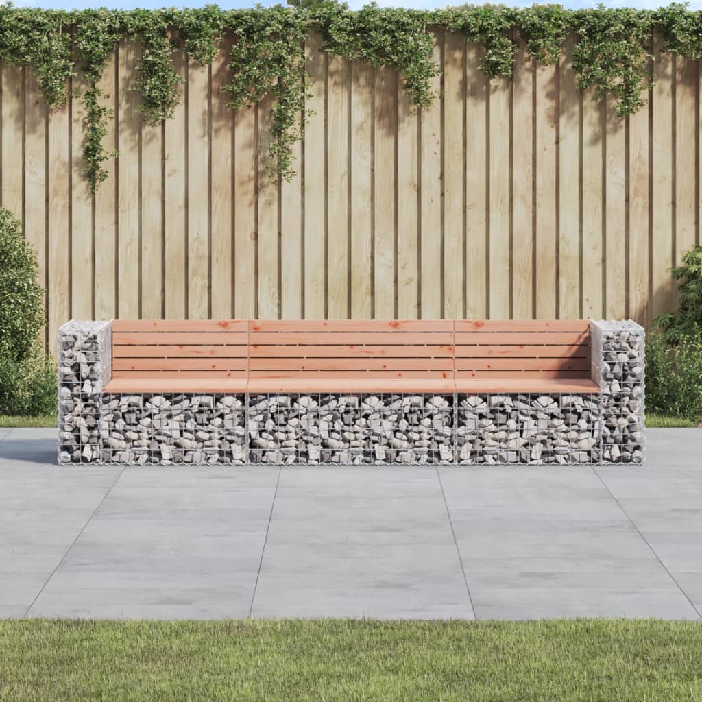 Garden Bench Gabion Design 287X71X65.5 Cm Solid Wood Douglas