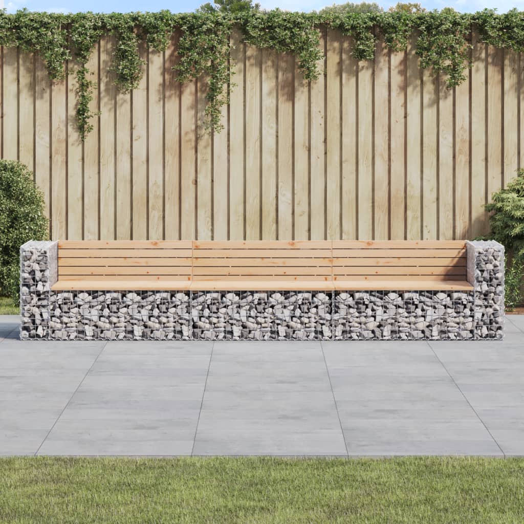 Garden Bench Gabion Design 347X71X65.5 Cm Solid Wood Douglas