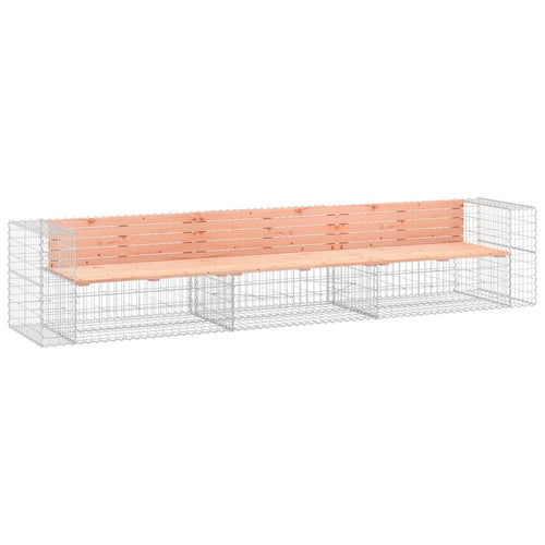 Garden Bench Gabion Design 347X71X65.5 Cm Solid Wood Douglas