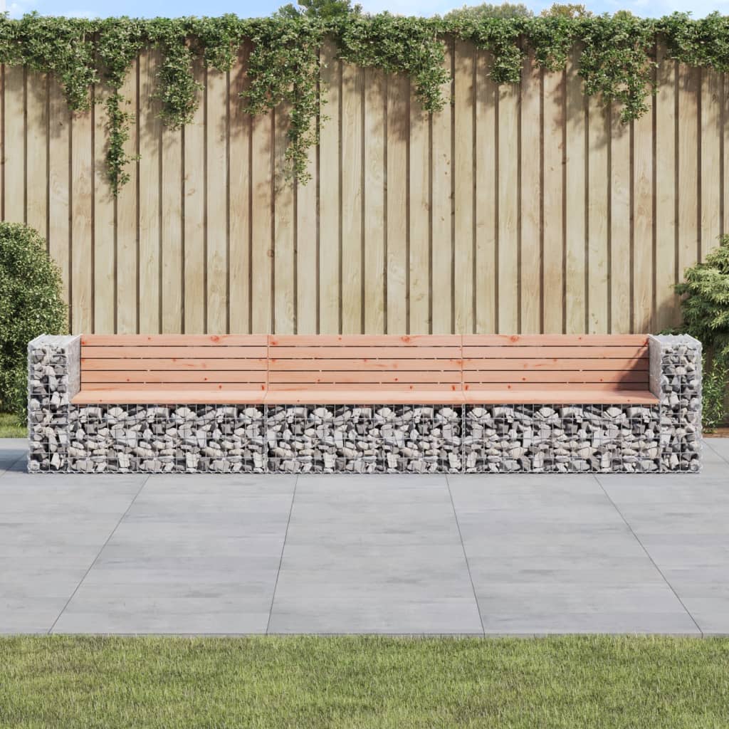 Garden Bench Gabion Design 347X71X65.5 Cm Solid Wood Douglas