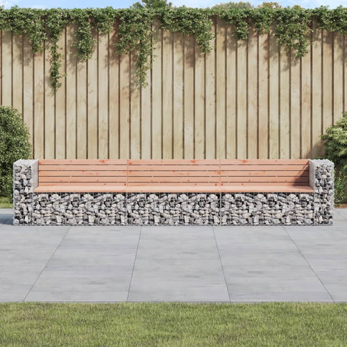 Garden Bench Gabion Design 347X71X65.5 Cm Solid Wood Douglas
