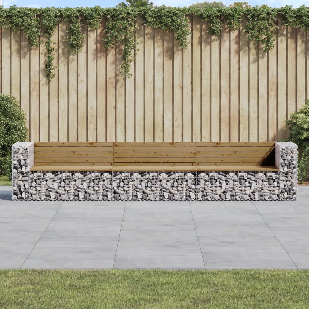 Garden Bench Gabion Design 347X71X65.5 Cm Solid Wood Douglas