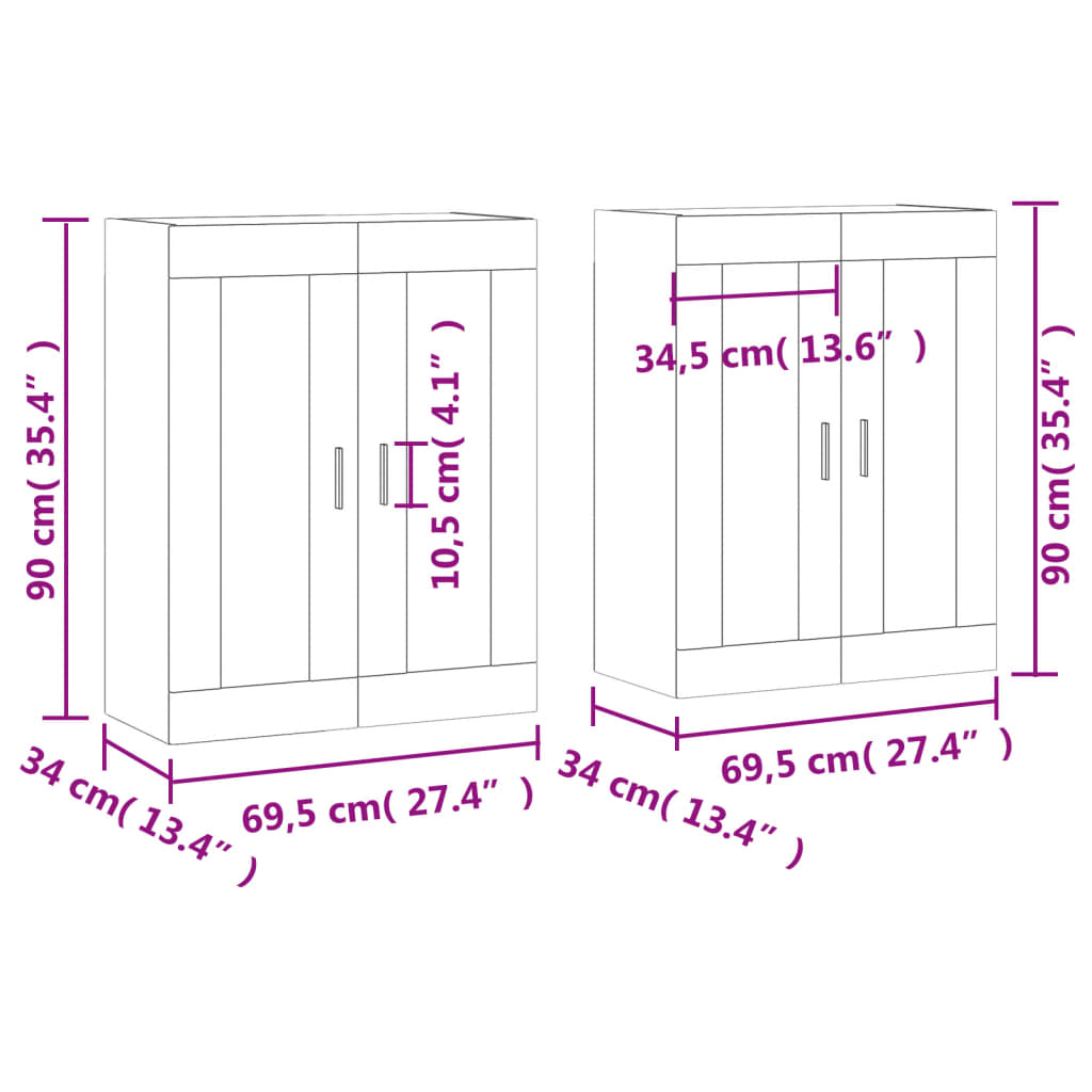 Wall Mounted Cabinets 2 Pcs Engineered Wood