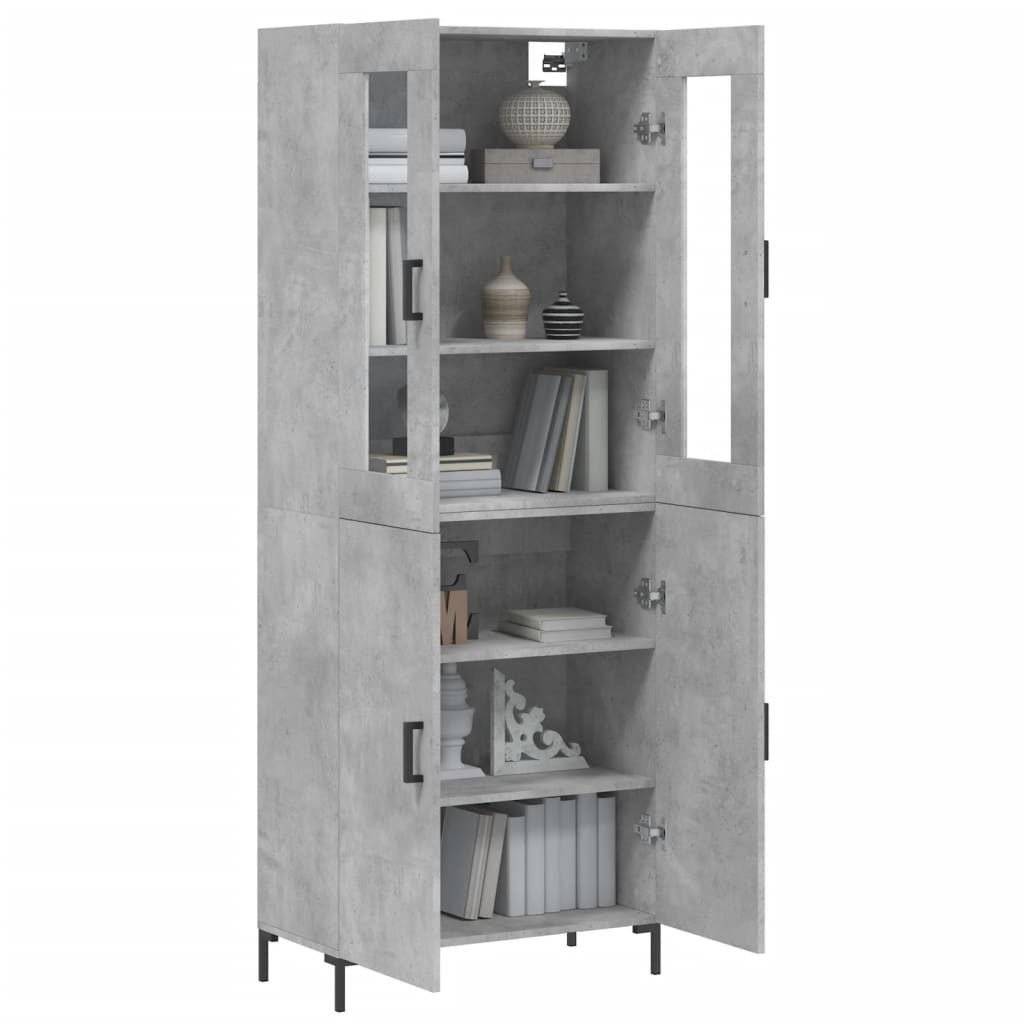 Sideboard Highboard 69.5X34X180 Cm Engineered Wood Black Oak - Model 3198213