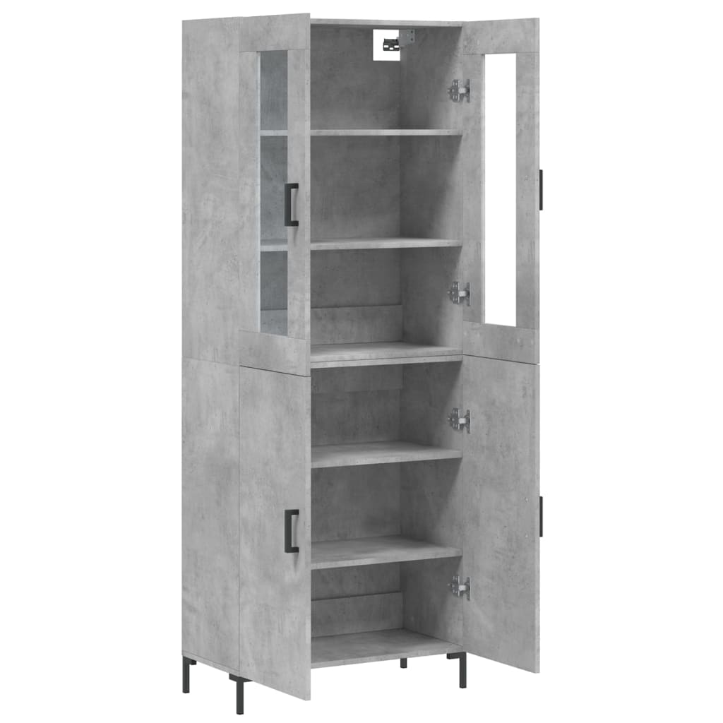 Sideboard Highboard 69.5X34X180 Cm Engineered Wood Black Oak - Model 3198213