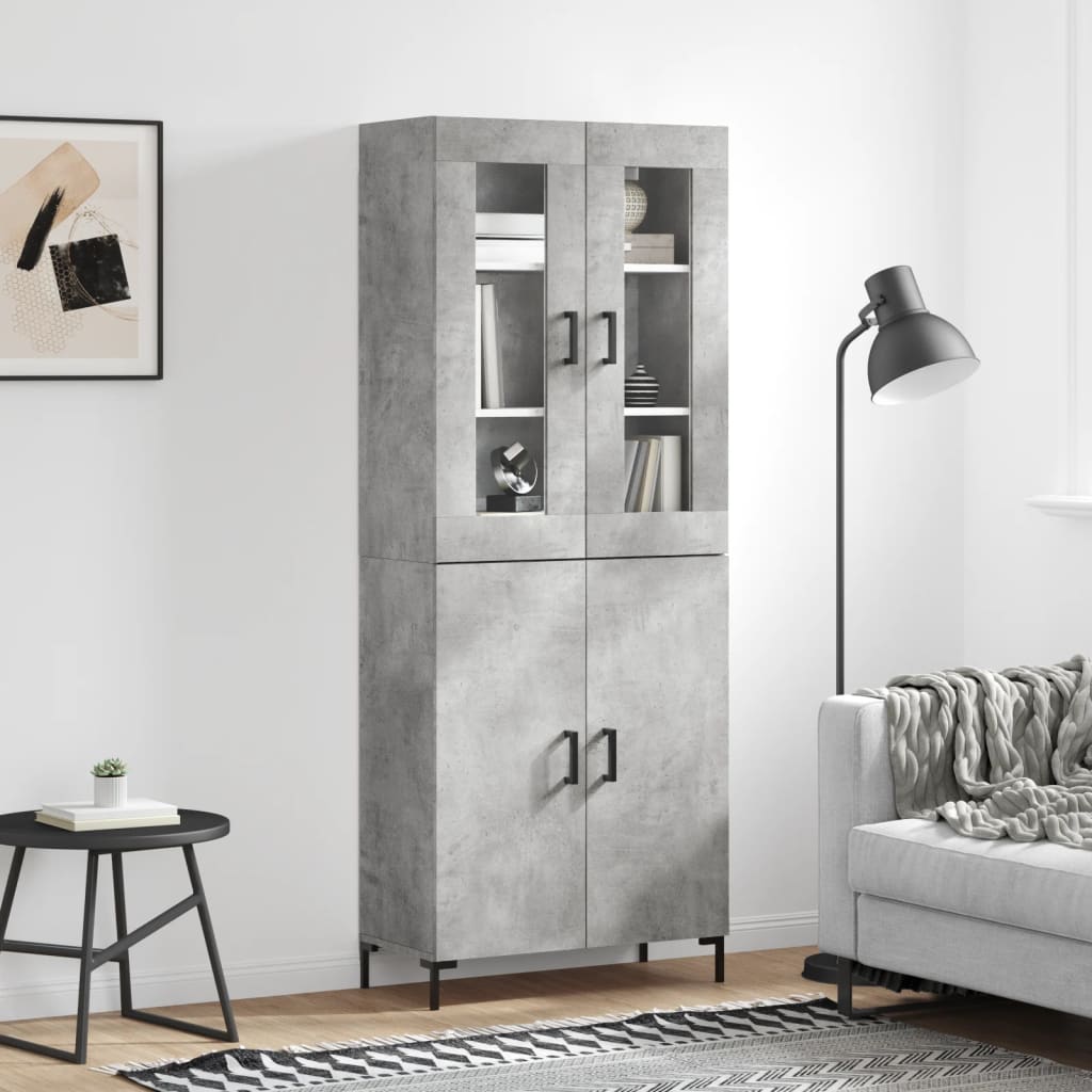 Sideboard Highboard 69.5X34X180 Cm Engineered Wood Black Oak - Model 3198213
