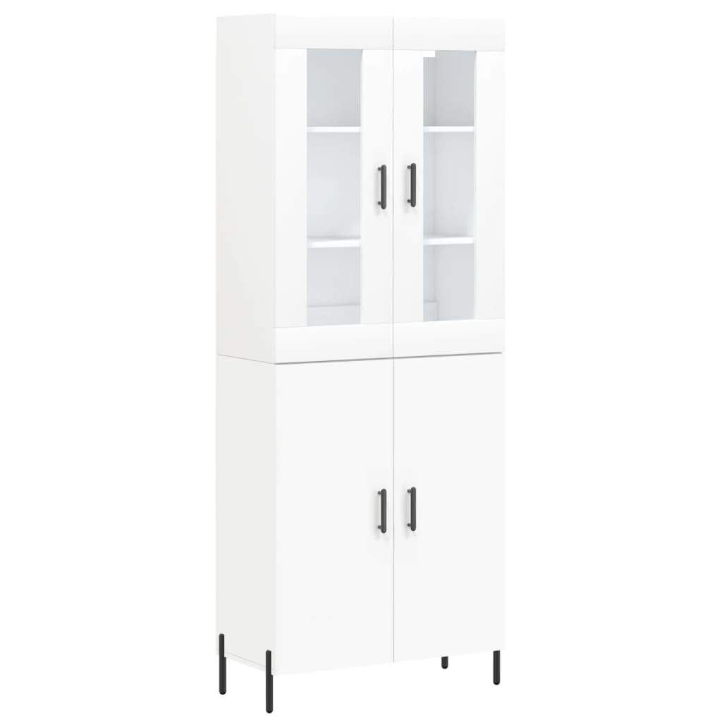 Sideboard Highboard 69.5X34X180 Cm Engineered Wood Black Oak Old Wood Sonoma Oak