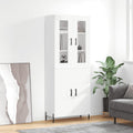 Sideboard Highboard 69.5X34X180 Cm Engineered Wood Black Oak Old Wood Sonoma Oak