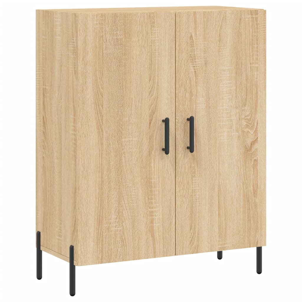 Sideboard Highboard 69.5X34X180 Cm Engineered Wood Black Oak Old Wood Sonoma Oak
