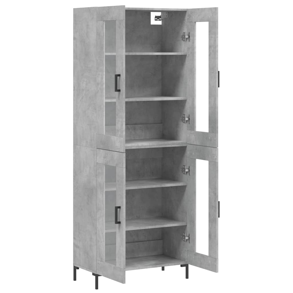 Sideboard Highboard 69.5X34X180 Cm Engineered Wood Black Oak - Model 3198213
