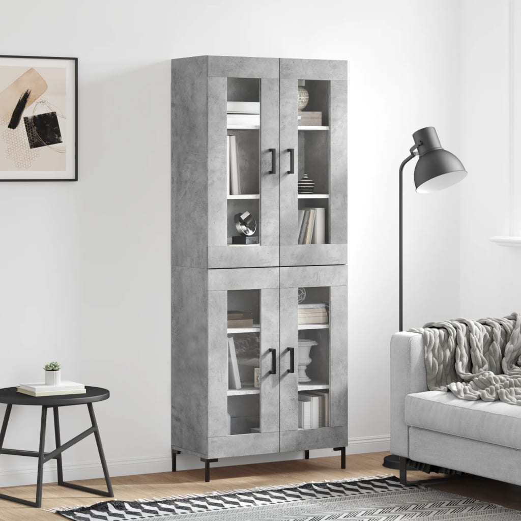 Sideboard Highboard 69.5X34X180 Cm Engineered Wood Black Oak - Model 3198213