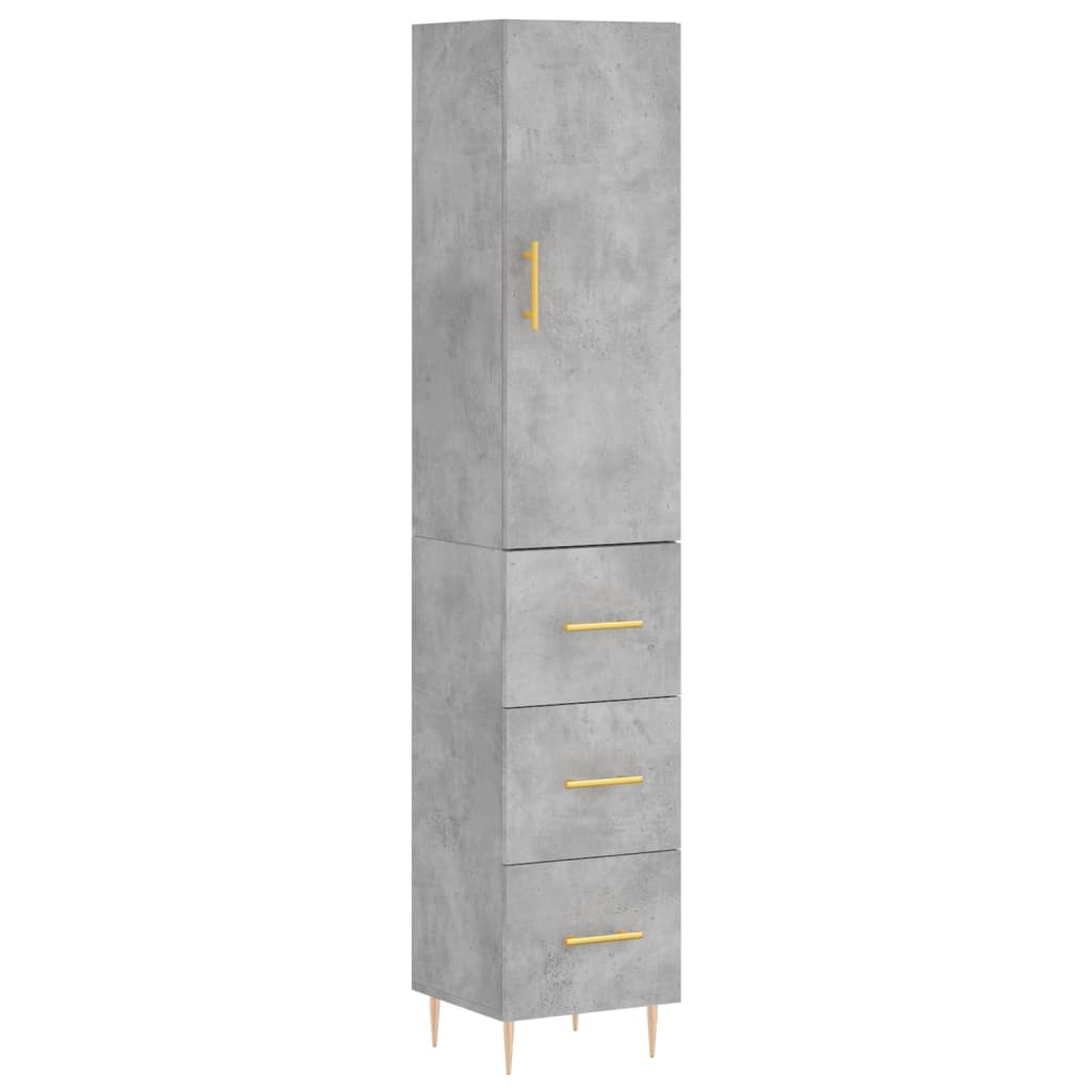 Sideboard Highboard 34.5X34X180 Cm Engineered Wood Grey Storage Furniture