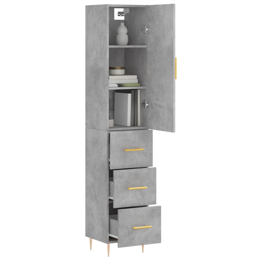 Sideboard Highboard 34.5X34X180 Cm Engineered Wood Grey Storage Furniture