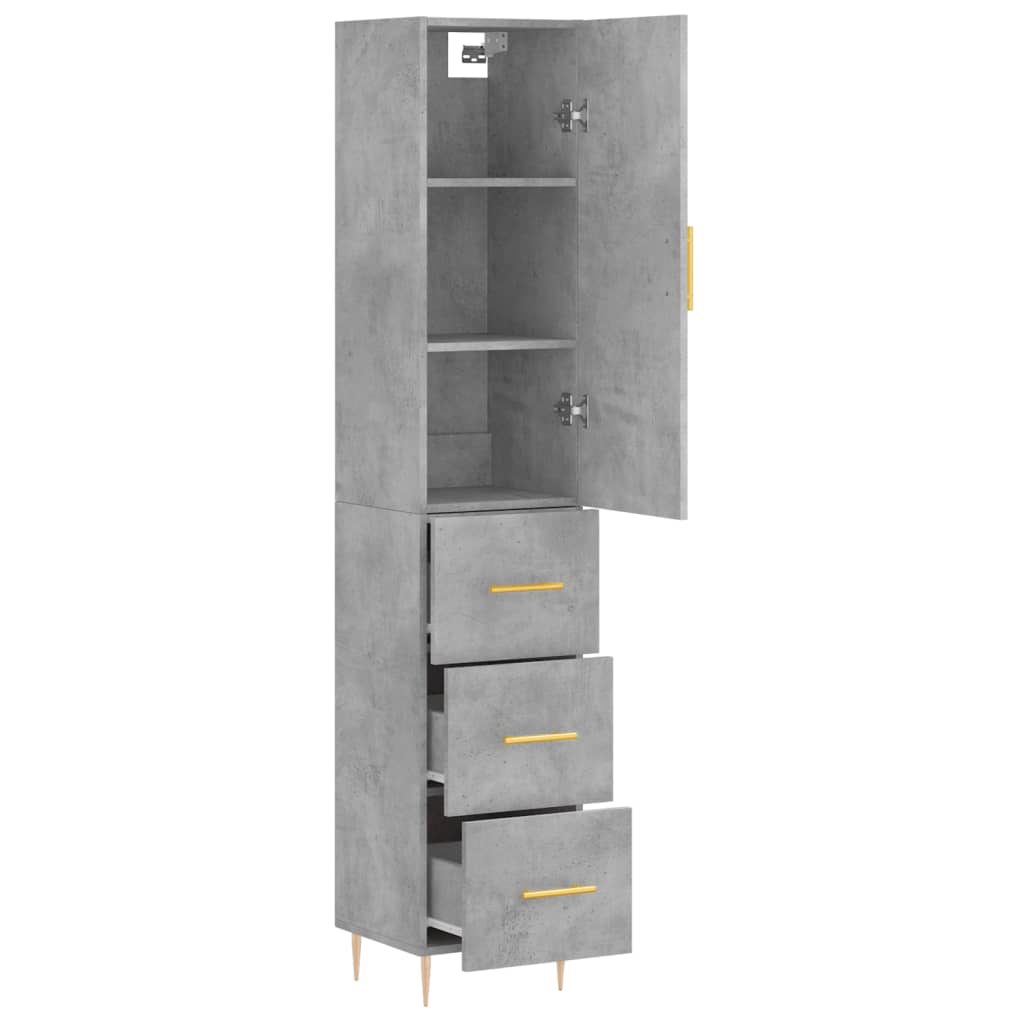 Sideboard Highboard 34.5X34X180 Cm Engineered Wood Grey Storage Furniture