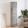 Sideboard Highboard 34.5X34X180 Cm Engineered Wood Grey Storage Furniture
