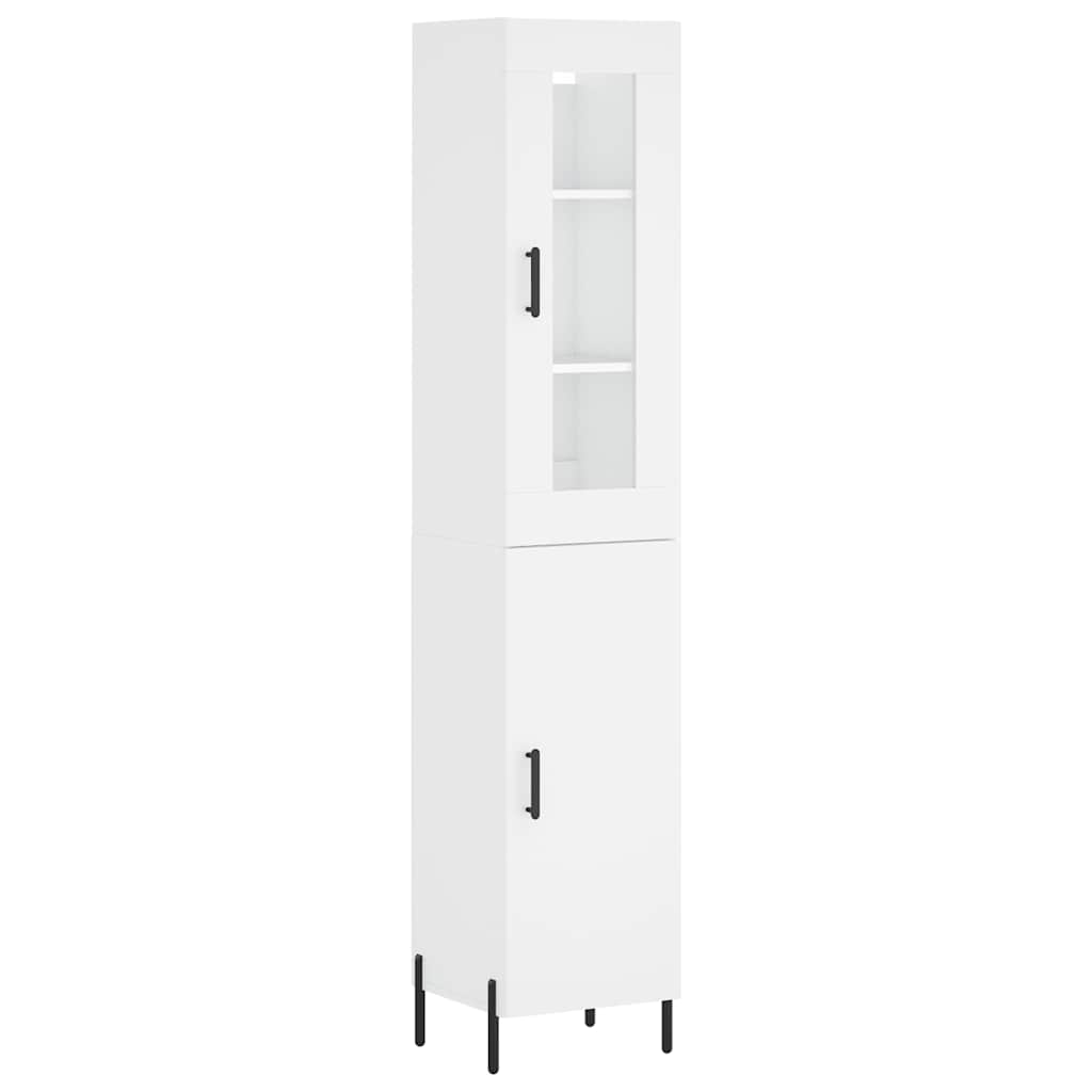 Sideboard Highboard 34.5X34X180 Cm Engineered Wood Concrete Grey White Black Oak