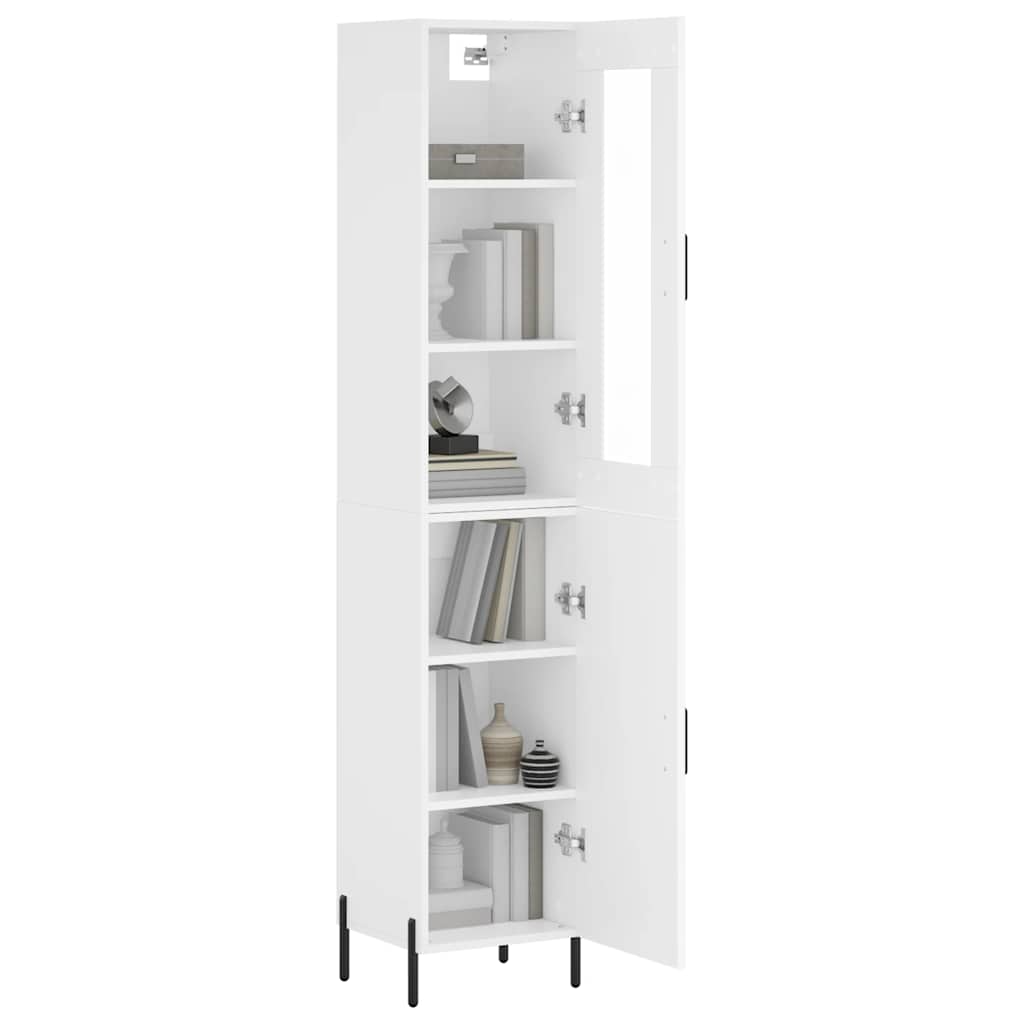Sideboard Highboard 34.5X34X180 Cm Engineered Wood Concrete Grey White Black Oak