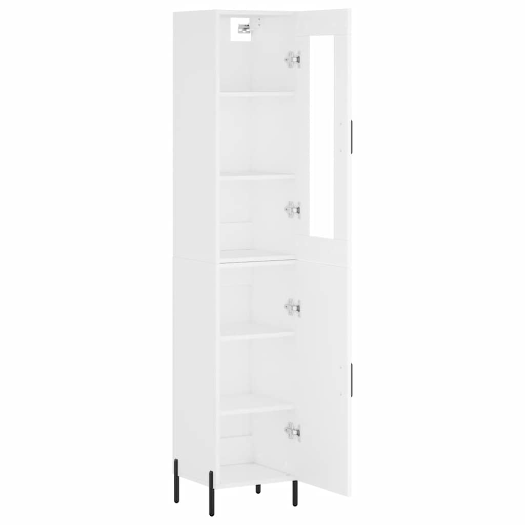 Sideboard Highboard 34.5X34X180 Cm Engineered Wood Concrete Grey White Black Oak