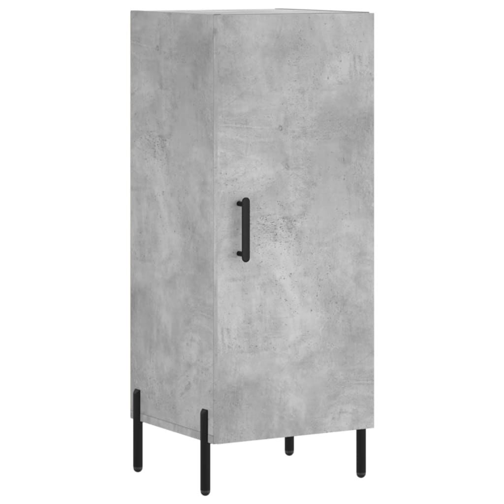 Sideboard Highboard 34.5X34X180 Cm Engineered Wood Concrete Grey White Black Oak