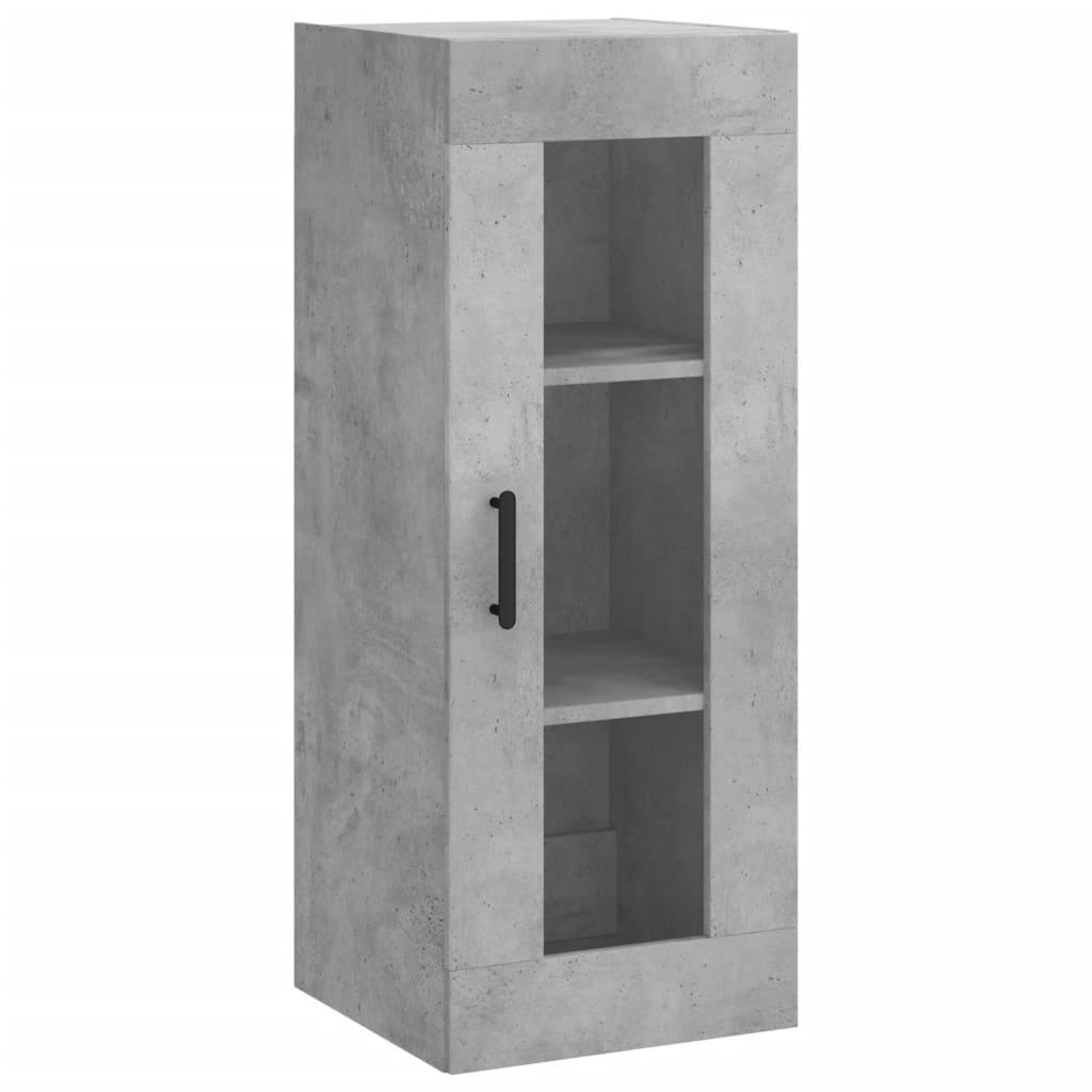 Sideboard Highboard 34.5X34X180 Cm Engineered Wood Concrete Grey White Black Oak