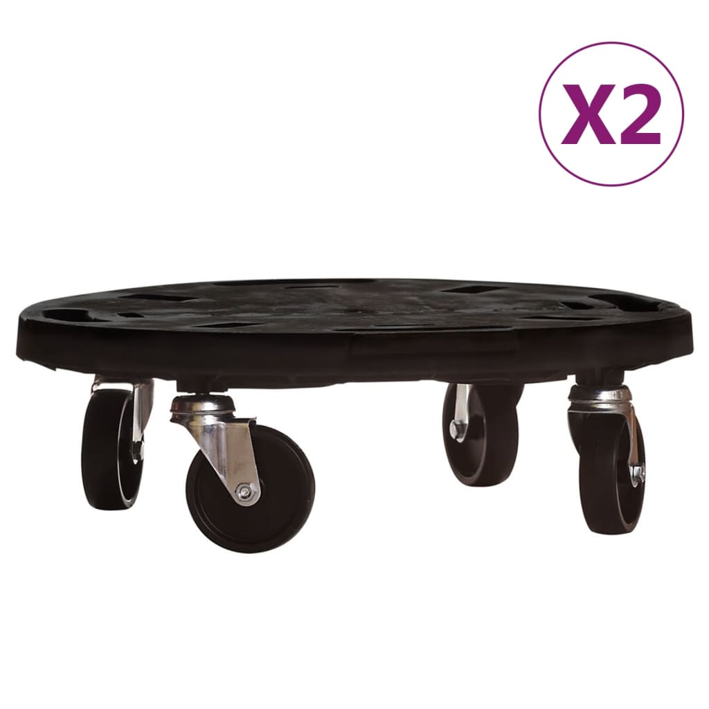 Plant Trolleys With Wheels 2 Pcs Diameter 40 Cm Black 275 Kg