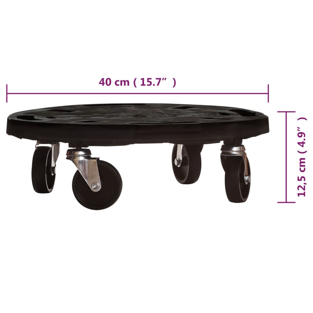 Plant Trolleys With Wheels 2 Pcs Diameter 40 Cm Black 275 Kg