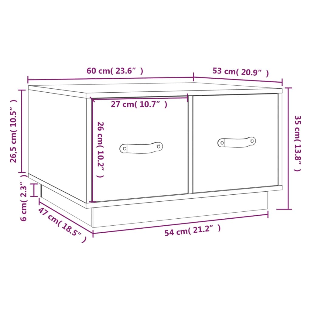Coffee Table 60X53X35 Cm Solid Wood Pine
